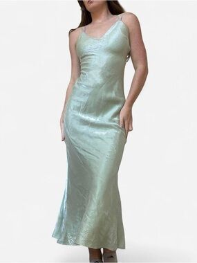 Sweetie USA Mint green vintage 90s sparkly gown with lace up back